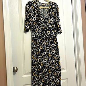 Talbots Black and Gold Midi Dress, 14-16